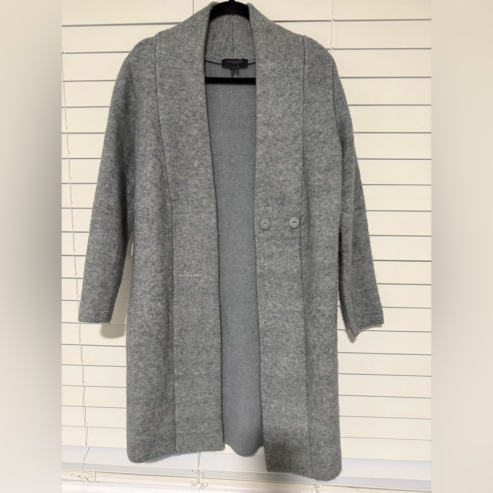 Ann Taylor Gray Shawl Collar Knit Cardigan